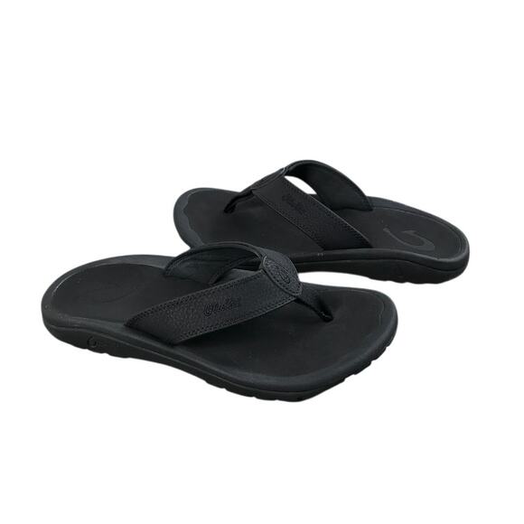 OluKai Ohana Flip-Flops Beach Sandal Men Sz 7 Black Water Resistant Resort Comfy main image 8